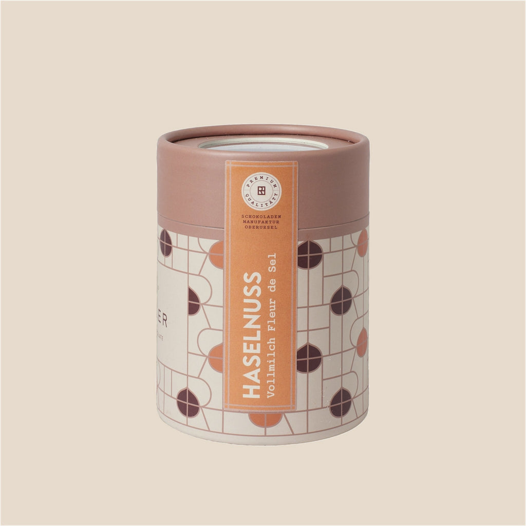 Dose Haselnuss Vollmilch Fleur de Sel, Etikett